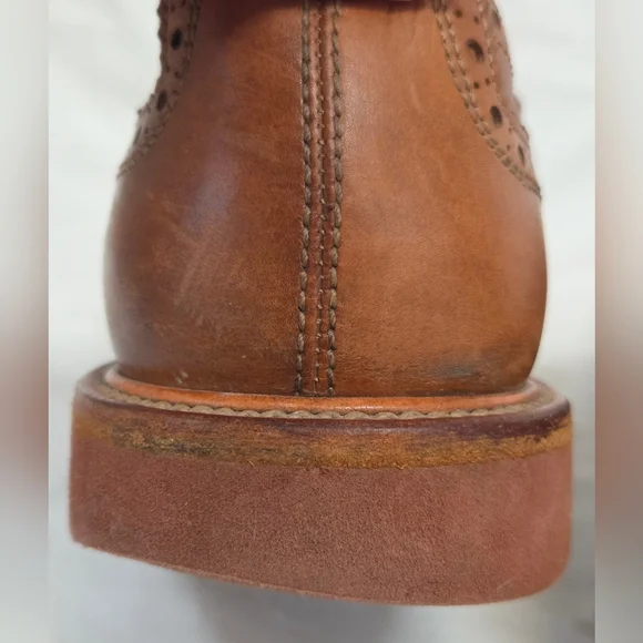 Brunello Cucinelli Cognac Leather Wing Tip Derby Oxfords 42 - Picture 13 of 16